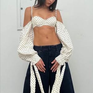 Conjunto de Falda de Dos Piezas Sexy para Mujer, Diseño de Puntos, Top Corto y Falda Holgada, Conjunto de Falda de Dos Piezas para Chicas - Product Image 2