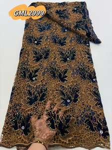 Tissu en dentelle de velours africain de haute qualité en gros, perles de velours africain, broderie, dentelle guipure, tissu en dentelle africain Inmyshop - Product Image 2