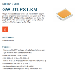 ไฟ LED osrams สีขาวเย็นธรรมชาติอบอุ่น2700K 5700K 6500K 90CRI JTLPS1.KM - Product Image 2