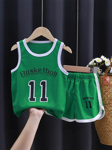 Vêtements pour enfants, ensemble de sport, garçons, débardeur à manches courtes, shorts, ensemble de <span class=keywords><strong>basket</strong></span>-ball pour bébé, été, filles, entraînement, polyester - Product Image 4