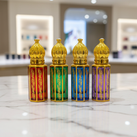Flacon d'huile essentielle de parfum de 10 ml de style luxe du Moyen-Orient, forme unique, en verre électroplaqué, fabricant de flacons Attar