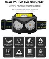 Lampe frontale LED XPG haute puissance avec capteur intelligent, rechargeable par USB, pour camping, pêche, chasse, randonnée, équipement de randonnée, lampe frontale UV