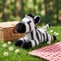 Peluche Zèbre Réaliste Adorable, Jouet en Coton PP Doux, Poupée en Peluche avec Doublure en Maille Moelleuse, Cadeau pour Enfants sur le Thème de la Jungle, Personnalisable OEM, Vente en Gros avec Étiquette