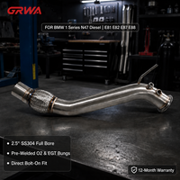 GRWA Downpipe personnalisé N47 pour BMW Série 1 116d 118d 120d 123d E81 E82 E87 E88 2,5 pouces en acier inoxydable 304 avec catalyseur