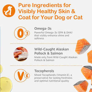 Aceite de Pescado EPA DHA Omega 3 para Perros, Tratamientos Totalmente Naturales para el Cuidado de la Piel y el Pelaje, Salmón Salvaje para la Salud, Suplemento para el Cuidado de la Salud de las Mascotas - Product Image 2