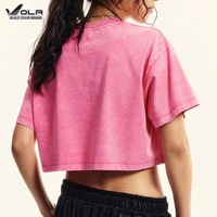 230gsm Logo personnalisé DTG Imprimer Vintage Crop Top pour femmes Meilleure vente T-shirt d'été délavé à l'acide de haute qualité Crop Tops Tee