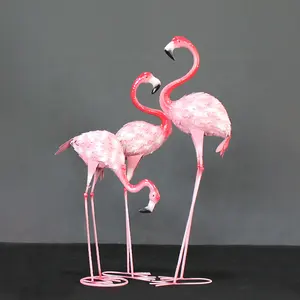 Enfeites de flamingo rosa para amazon, venda quente de escultura de pássaro de metal