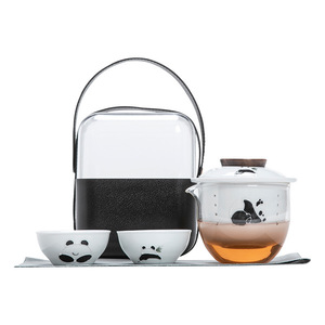 Ensemble de thé Panda Kung Fu en céramique, kit de thé portable de voyage avec sac de rangement, cadeau pour le camping en plein air - Product Image 5