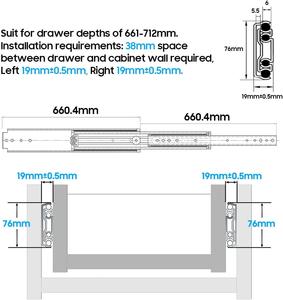76mm Heavy Duty Corrosion-Resistant <strong>Drawer</strong> Slider Without <strong>Lock</strong> Premium Material for Outdoor Camping Storage Kitchen Gym Bedroom - Product Image 3