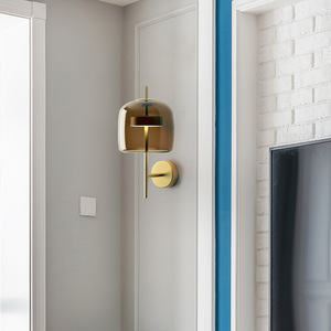 Lámpara de pared de cristal moderna E27 con interruptor LED para dormitorio, pasillo, estudio, diseño nórdico, iluminación decorativa - Product Image 3