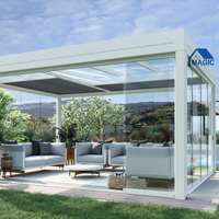 Arches Arbours Kit de pergola Support surélevé Alliage d'aluminium Matériau PVC Supports en acier à revêtement en poudre Fonctionnement motorisé/manuel