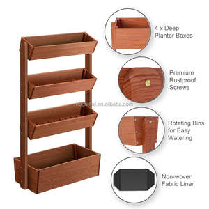 Lit de jardin surélevé vertical en bois à 4 niveaux pour planter des herbes et des fleurs Vergetables - Product Image 4