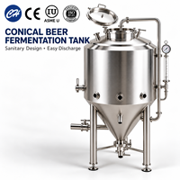 Cuve de Fermentation de Bière en Acier Inoxydable avec Fond Conique, Manomètre, Tube de Niveau et Système de Raccordement Sanitaire