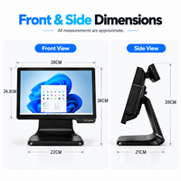 Sistem POS Komersial Matudapos ST9800 15,6 Inci Layar Sentuh Ganda Dengan MSR Checkout untuk Supermarket, Toko Retail, dan Toko Kelontong