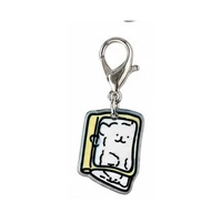 Porte-clés en acrylique motif chiot mignon de dessin animé avec expression amusante, pendentif chien animal version Q, breloque pour sac à dos d'étudiant