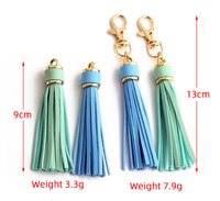 Gantungan Kunci Rumbai Kulit Imitasi 9cm Berlapis Emas, Aksesoris Tas, Rumbai Kulit PU, Aksesoris DIY