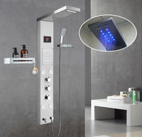 Système de panneau de douche en acier inoxydable avec affichage LED de la température, montage mural, colonne de douche multifonction pour salle de bain