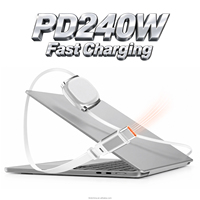 Kabel USB C Retraktil Multi-Perangkat 240W Pengisian Cepat + Sinkronisasi Data 480Mbps 3 Panjang untuk Kantor, Rumah, dan Perjalanan