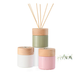 Botellas Difusoras de Aroma de <span class=keywords><strong>Vidrio</strong></span> Redondas de Lujo de 100 ml y 120 ml, Transparentes/Esmeriladas/Negras, <span class=keywords><strong>con</strong></span> Varillas y Tapa de <span class=keywords><strong>Madera</strong></span> de Bambú Natural - Product Image 5