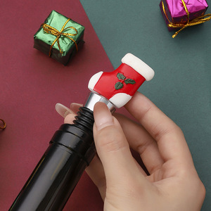 Resin Christmas Stocking Wine Bottle <b>Stopper</b> Red Holiday Decor Party Favor - Product Image 4