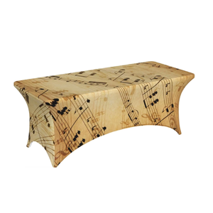 Cubierta de mesa de LICRA elástica ajustada Rectangular de lujo personalizada diseño de partitura de música de Piano Retro para fiestas de banquetes de boda - Product Image 1