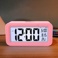 Jam Alarm Digital LED Meja Rumah, Sensitivitas Lampu Cerdas Multifungsi