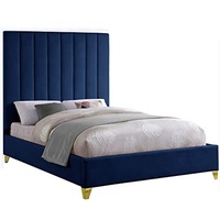 Lit capitonné en velours avec tête de lit à canaux profonds, style moderne et contemporain, vente directe du fabricant de meubles de chambre à coucher Honglin