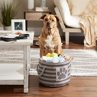 Collection de stockage pour animaux de compagnie en os Poubelle rayée avec poignée Petit panier Panier à linge