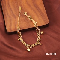 Bracelet en or 18 carats double couche à huit directions, style influenceurs Douyin, pour femmes, accessoire fait main