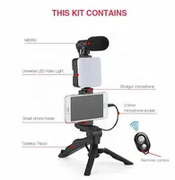 Kit de Vlogging pour Smartphone avec Trépied, Support Téléphone, Mini Micro et Lumière d'Appoint LED – Essentiel pour TikTok, Live Stream et YouTube