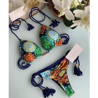 Maillot de bain deux pièces pour femmes rondes, imprimé logo personnalisé, coupe triangle, couleur unie, grande taille, pour poitrines généreuses, ensemble bikini string
