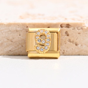 Italian Gold Tone DIY Number Charm Bracelet Set Crystal Rhinestone Modular Unisex Fashion Jewelry Gift - Product Image 3