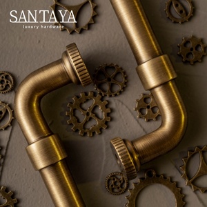 Santaya Brass Antique Handles Modern Times Pipe-Shaped Bronze Furniture Drawers <strong>Knob</strong> Kitchen Cabinet Pull Wardrobe <strong>Door</strong> Handle - Product Image 3