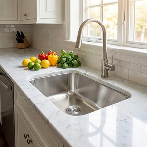Nuevo Fregadero de Cocina Utilitario de 23*18 Pulgadas SUS304, Estilo Granja, de Acero Inoxidable Moderno para Hotel, con Acabado Cepillado y un Solo Tazón, Venta Caliente 2026 - Product Image 2