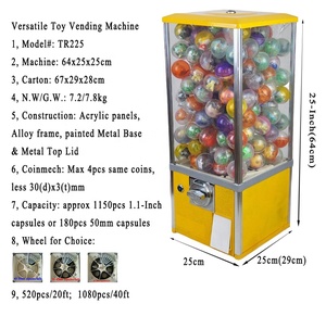 Máquina expendedora de bolas saltarinas y cápsulas de juguete a granel Gashapon de 25 pulgadas de altura, 28-35mm, 38-45mm, 43-56mm (TR225) - Product Image 2
