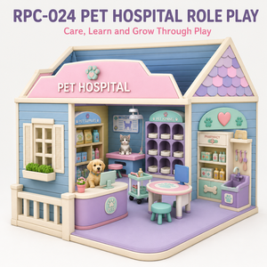 Maison de jeu personnalisée pour enfants, <span class=keywords><strong>en</strong></span> forme de clinique vétérinaire, avec rembourrage doux, incluant des stations d'examen vétérinaire, de <span class=keywords><strong>pharmacie</strong></span> et de toilettage pour animaux, pour les crèches et les écoles maternelles - Product Image 1