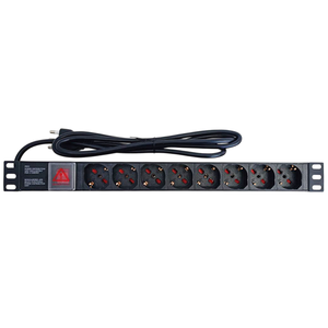 8 Way Power Strip <b>With</b> European <b>Plug</b> For 19 Inch Rack Cabinet Illuminated <b>Switch</b> - Product Image 2