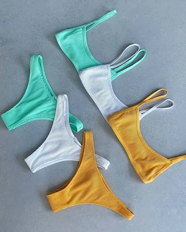 Customize Bikini Set Swimsuit Brazilian Bikini Set Women Bandage Triangle Swimwear Bathing Suit terry towel fabric for swimsuit