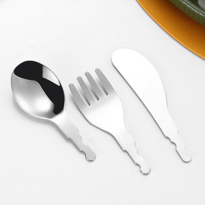 Vajilla con diseño de animales, cubiertos para niños, juego de tenedor, cuchara y cuchillo de acero inoxidable 304, cuerpo recto de color sólido para niños mayores de 4 años - Product Image 2