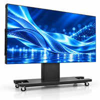 Écran LED pliable et relevable de 135 pouces P1.56, écran LED HD sur roues pour grande salle d'exposition et affichage en stand intérieur