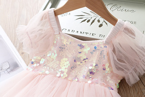 de manga Puff de la boda vestido de noche de fiesta de la flor de las <span class=keywords><strong>niñas</strong></span> vestidos de princesa vestido de lentejuelas - Product Image 4