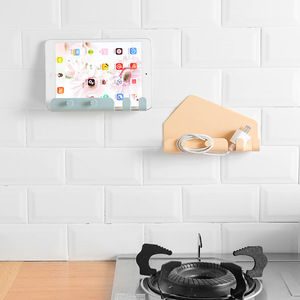 Creative Phone <b>Tablet</b> <b>Stand</b> With 4 Hooks For Kitchen Bedroom Storage Blue Apricot Color - Product Image 2
