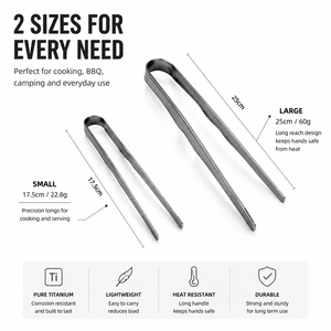 Titanium <b>BBQ</b> <b>Tongs</b> Set Ultralight Camping Cooking <b>Tongs</b> 17.5cm 21.5cm Outdoor Grill Food <b>Tongs</b> for Picnic Kitchen - Product Image 2