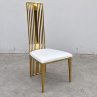 Chaise de banquet de mariage en acier inoxydable doré, entièrement rembourrée, avec dossier grillagé, vente en gros