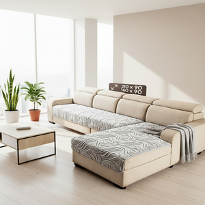 Housse de canapé sectionnel moderne pour salon, en jacquard dentelle avec motif végétal tendance, imperméable, lavable, style uni délicat - Product Image 3