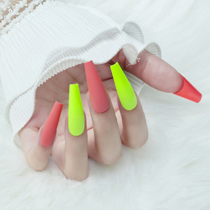 Abs très long ballerine cercueil coloré givré <span class=keywords><strong>faux</strong></span> <span class=keywords><strong>gel</strong></span> acrylique bâton sur <span class=keywords><strong>ongles</strong></span> presse-on ensembles en vrac - Product Image 1