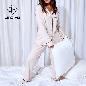 Ensemble de pyjama personnalisé pour femmes en fibre de bambou imprimé, ensemble 2 pièces, pyjama en coton pur pour femmes, tenue de maison en modal - Product Image 3