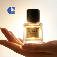 Envase de Perfume Personalizado con Logotipo, Botella de Vidrio Cilíndrica Acanalada de 30ml 50ml 100ml, Envase de Perfume en Spray con Tapa Negra