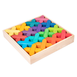 Blocchi Puzzle in Legno, 36 Pezzi Gioco Educativo <span class=keywords><strong>Montessori</strong></span>, Gioco di Costruzione Geometrica 3D Colorato per Bambini - Product Image 5