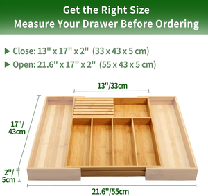 Organizador de Cajones de Bambú de Dos Niveles con Insertos, Bandeja Multifuncional para Cubiertos para Baño - Product Image 3